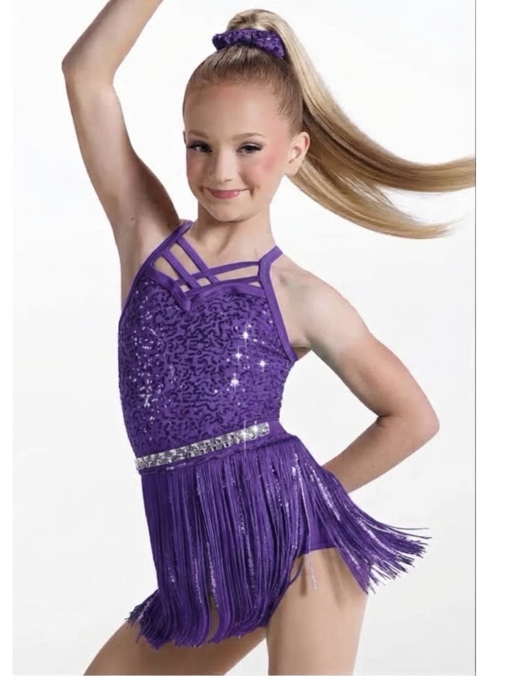 Weissman | Gonna Be A Good Day Purple Sequin Fringe Dance Costume Rhinestone SC